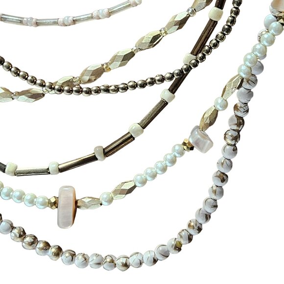 Boho Chic Multi Strand Beaded Statement Necklace Artisan Fashion Jewelry Women - Picture 5 of 8